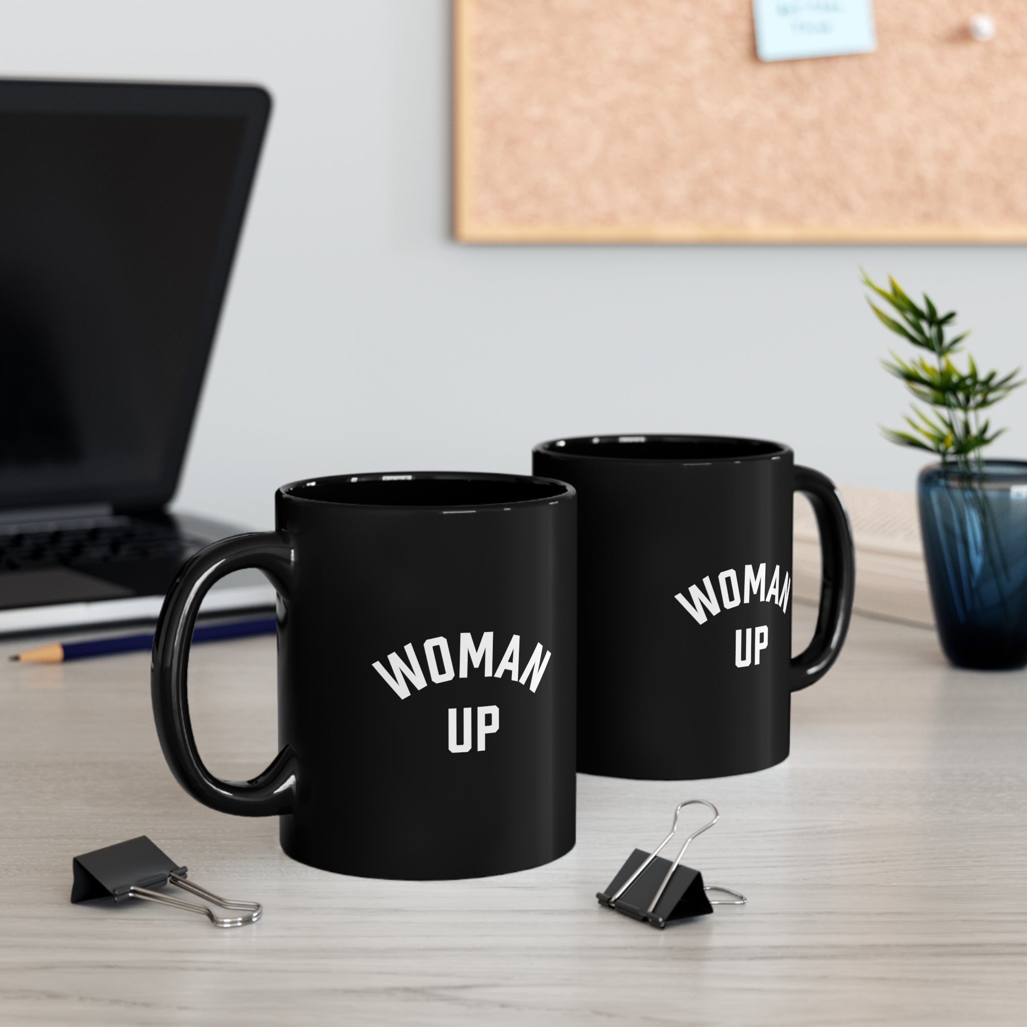 Woman Up Black Mug